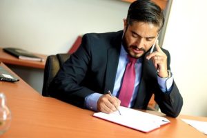advocate in his office