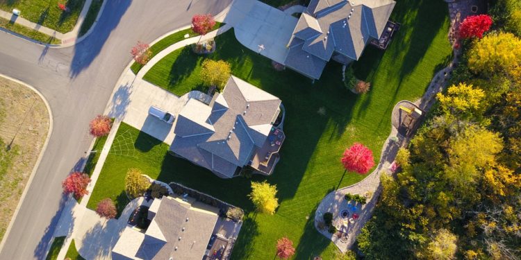 aerial view of a housing complex
